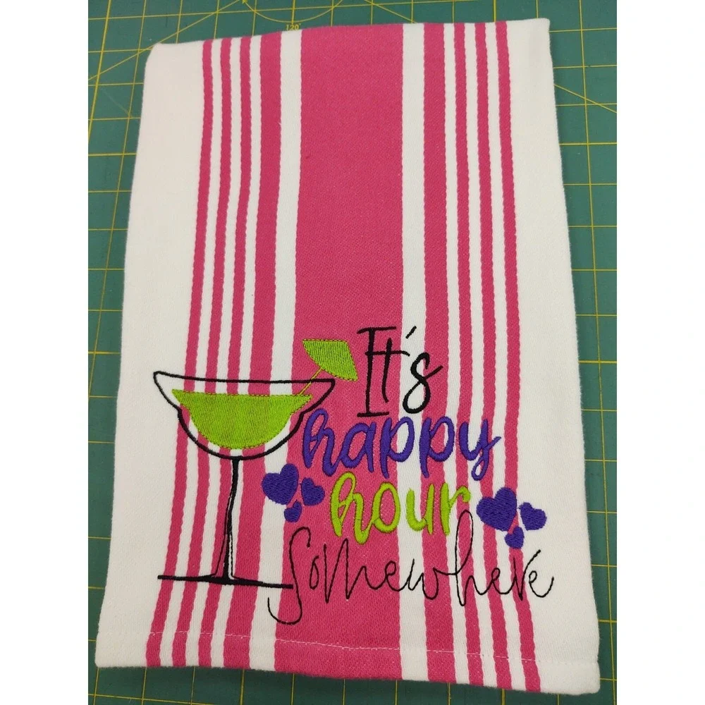 It's Happy Hour Somewhere Kitchen Hand Bar Tea Towel Set of 1 Great Gift Idea!